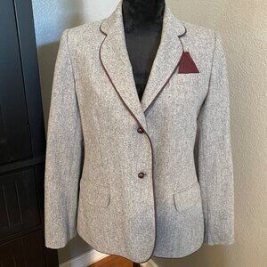 Daniel For Spellbound Womens Wool Blend Blazer Maroon Piping Pocket Square Size